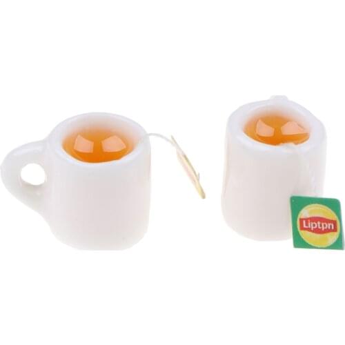 2Pcs/lot Mini Miniature Dollhouse Coffee Cup Kitchen Room Food Drink Home Tableware Decors Dolls Accessories