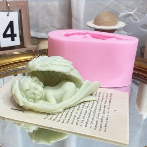 3D Sleeping Angel Aromatherapy Candle Mold Nordic Style DIY Candle Decoration Plaster Baking Silicone Mold Resin Molds