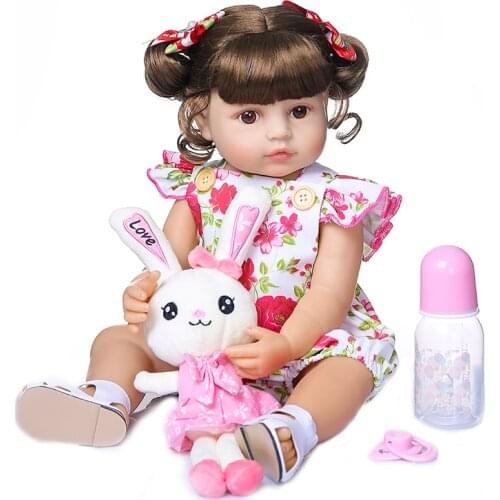 48CM hot sale very soft flexible full body silicone doll bebe reborn baby girl toddler sweet face cuddly baby