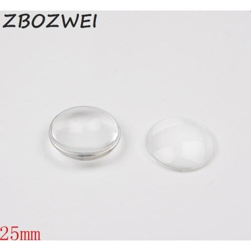 5pcs/lot 25MM Round Flat Back Clear Glass Cabochon, High Quality, Lose Money Promotion