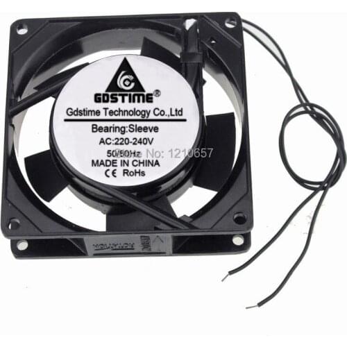 5 pieces lot Gdstime AC 220V 240V 2 wire Cooler 9cm 90mm 92x92x25mm 9225 Industrial Ventilation Exhaust Cooling Fan