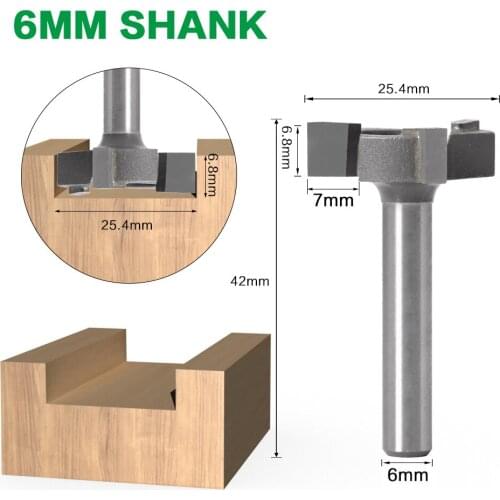 6mm Shank 1/4″Shank 3 teeth T-Slot Router Bit Milling Straight Edge Slotting Milling Cutter Cutting Handle for Wood Woodwork