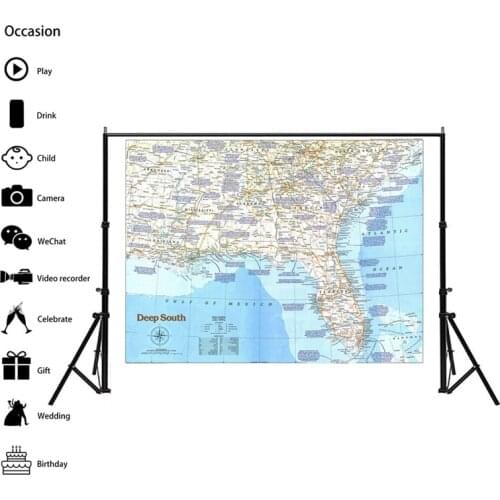 A2 59*42cm The United States Deep South (1983) World Map Wall Sticker Spray World Map Poster and Print for Culture and Education