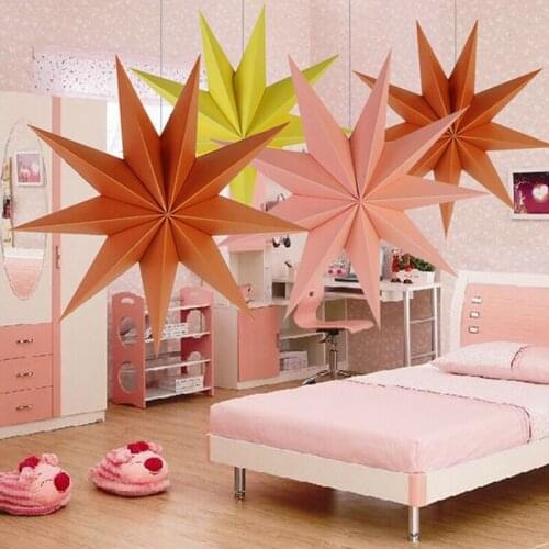 Nine-corner Star Lampshade Hanging Colorful Paper Star Activity Christmas Wedding Ornaments Paper Lanterns Lampshade Decor