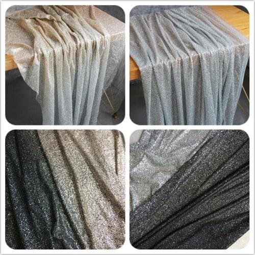 Glitter Tulle Bronzing Fabric Sequin Allover Sprinkle Gold DIY Decor Props Stage Clothes Skirt Wedding Dress Designer Fabric