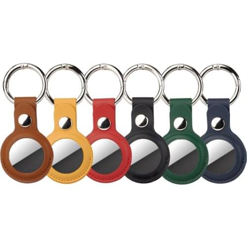 PU Leather Case for Airtag Key Ring Protective Sleeve Keychain For Apple Airtags Location Tracker Anti-lost Device Protect Cover