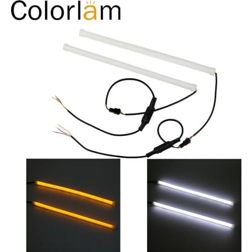 Colorlam 2pcs 30cm DC12V Flexible Tube White Headlight LED Strip DRL Daytime Run Light Car Daylight Headlight LED Lamp Bar Strip