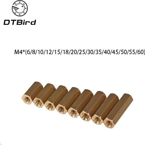 Copper Dual M4 Nut Brass Female To PCB Hex Hexagon Pillar Spacer Standoff M4*(6/8/10/12/15/18/20/25/30/35/40/45/50/55/60) DT2