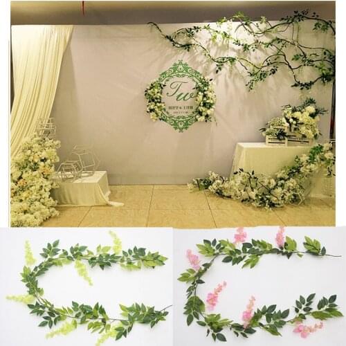 Simulation Wisteria Flower Skewers 2m long tree vines decorative flowers rattan fake flower strips wedding home gardendecoration