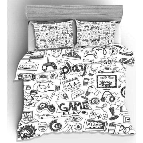 2/3pcs/set 3D Digital Gamer Printing Bedding Set 1Quilt Cover + 1/2 Pillowcases US/EU/AU Size Twin Double Full Queen King23