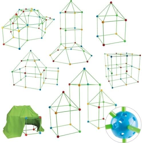 Creator Fort Building Construction House Tents Kit Building Blocks Assembly Diy Ball Play Toys For Boys And Girls Brthday Gifts