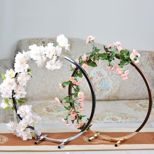 Round Ring Arch Wedding Table Centerpieces Metal Props Artificial Shelf Road Lead Flower Stand Backdrop Decoration 10PCS
