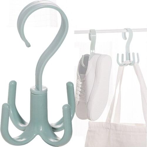Four Claws Hook Up Plastic Rotatable Multifunction Home Towel Clothes Shoes Bag Hook Storage Universal Hook Household Products