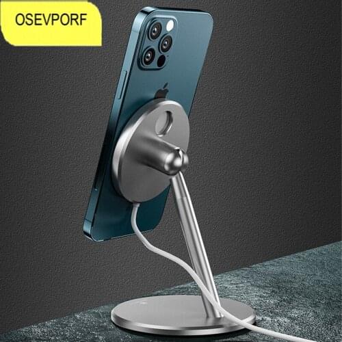 Magnetic Phone Deaktop Holder for iPhone 12 Pro Max Wireless Charger Aluminium Alloy Bracket for iPhone 12Mini Fast Charging