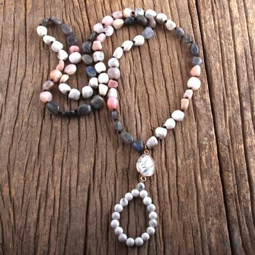 MD Fashion Boho Jewelry Random Shape Natural Stones Semi Precious Drop Necklaces Women Bohemia Necklace Gift Dropship