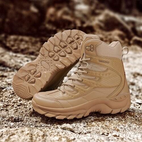 Platform Military Boots Men Tactical Training Combat Ankle Boots Outdoor on Foot Hiking Shoes 2021 Autumn Winter Work Shoes Man