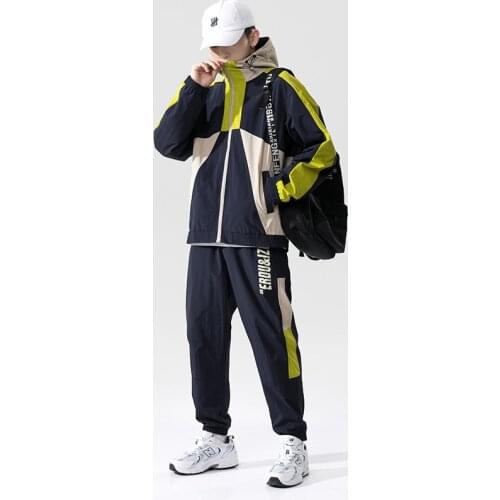 Mens Cargo Pullover Streetwear Hooded Tracksuit 2 Pieces Sets Jackets And Cargo Pants Loose Fit Pants Hip Hop jacket Clothing
