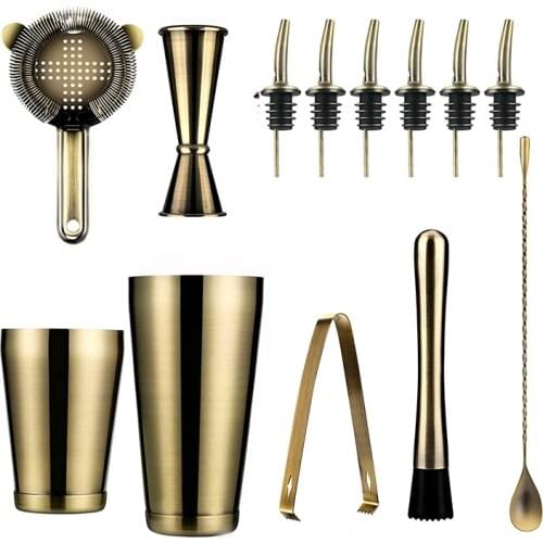 Cocktail Shaker Home Bar Set, Professional Stainless Steel Boston Shaker, Black