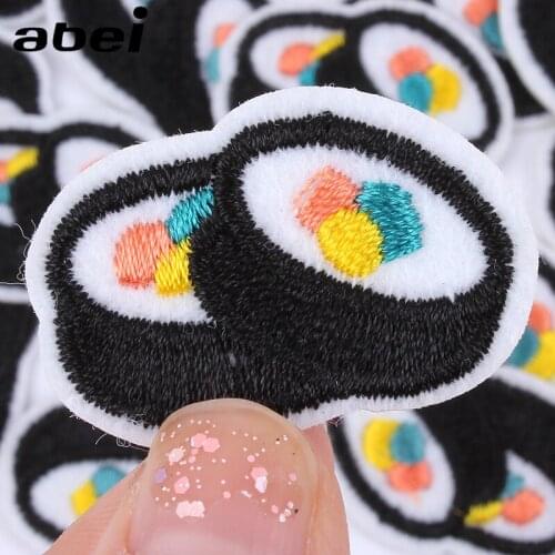 10pcs/lot Cartoon Sushi Patch Iron On Mini Foods Stickers DIY Jeans Backpack Coats Socks Sew On Motif Badge Garments Appliques