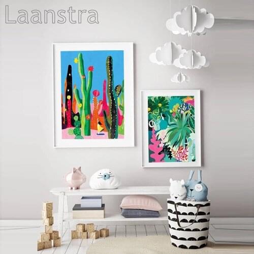Botanical Garden Cactus Jungle Wall Art Canvas Painting Color Abstract Plants Nordic Poster and Prints Picture Modern Home Decor