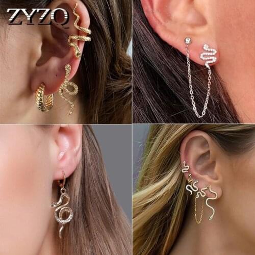ZYZQ Neo-Gothic Set Earrings Personality Five-Piece Snake Earrings Punk Style Street Fashion Accessories