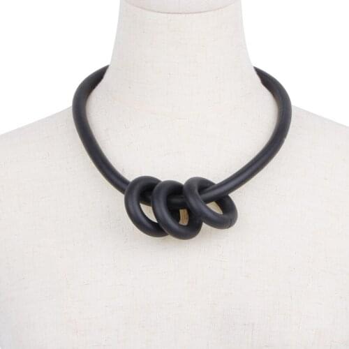 YD&YDBZ Small Circle Pendant Choker Necklace Women Hip Hop Black Leather Rubber Short Necklace Punk Clothes Jewelry Accessories