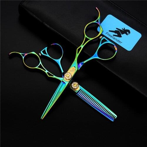 Freelander 5.5 inch Hairdressers Scissors Hollow Handle Hair Split Hair Cutting/ thinning Shears Set with Case Barber Tools
