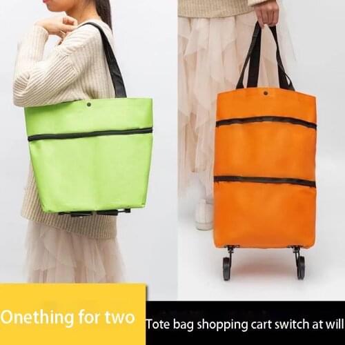 Portable Folding Tugboat Shopping Bag Oxford Cloth Waterproof Adjustable Scalable Storage Large Capacity Handbags Shopping Carts