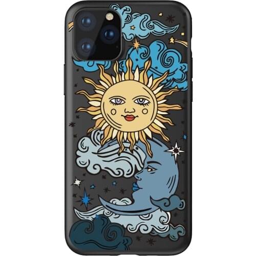 Funny Sun Moon Face Shockproof Phone Case For iPhone 11 Pro 7 XS MAX X XR SE 2020 8 6 6S Plus 5 5S Soft TPU Matte Back Cover