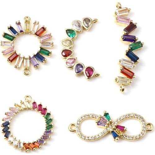 Multicolour Cubic Zirconia Connectors For Jewelry Making Handmade Components Water Drop Colorful DIY Findings 24mm x 20mm