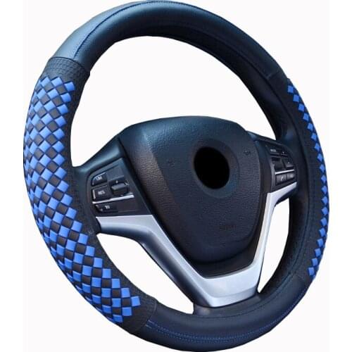 Luxury Diamond weave grain leather car steering wheel cover universal sport steering-wheel covers case for auto accessories