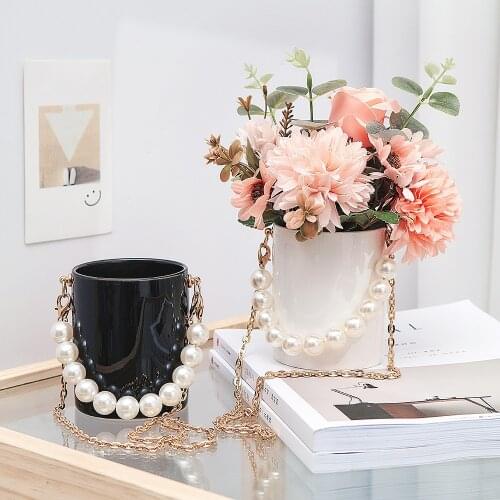 Nordic Vase luxury Pearl Ceramic Vases Home Decoration Artificial Flower Pot Office Coffee Desktop Decor Storage Box Crafts Gift