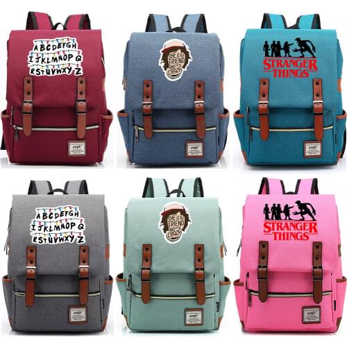 2019 Stranger Things Christmas lamp Letter Boy Girl Student School bag Teenagers Schoolbags Canvas Women Bagpack Men Backpack