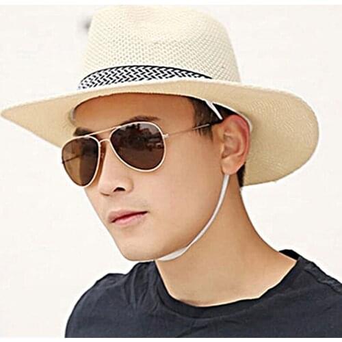 2020 Summer Unisex Sun Hat Casual Vacation Panama Straw Hat Women Wide Brim Beach Men Hats Foldable Practical Use