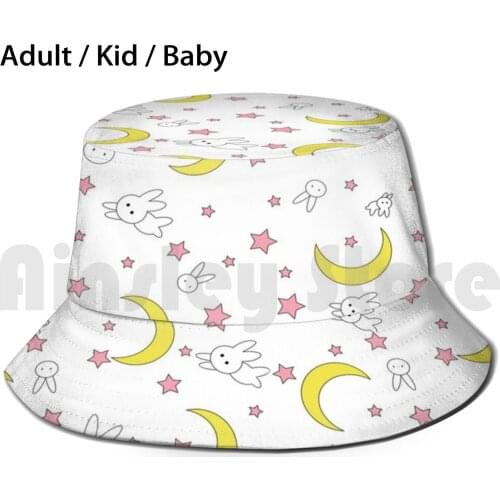 Usagi Pattern Old Style Sun Hat Foldable UV Protection Usagi Anime Kawaii Cute Sailor Moon Bunny Pink Sailor Moon