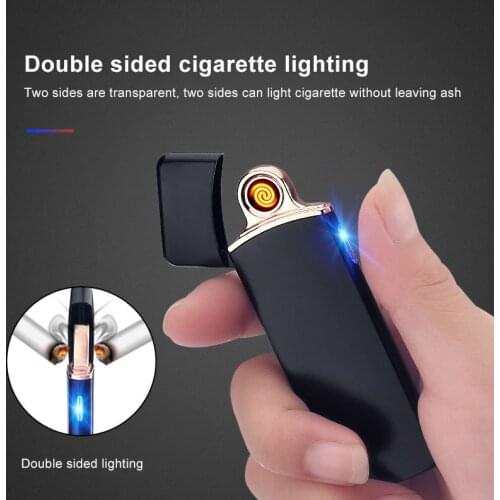 USB Metal Windproof Gas Lighters Double Fire Portable Cigarette Lighter Jet Torch Cigar Butane Lighters Smoking Accessories