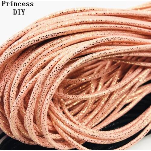 5M/Lot Jewelry Making Findings Round 3mm Soft Fabric Padded Cord Sequin Metallic Glitter Rope Strip DIY Bracelet Collar Materia