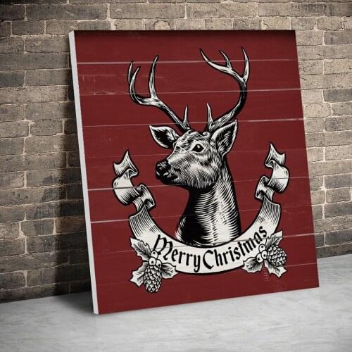 Framed Vintage Deer Merry Christmas Posters Canvas Paintings Wall Art Canvas Prints Pictures Kids Room Decor Home Inner Frame