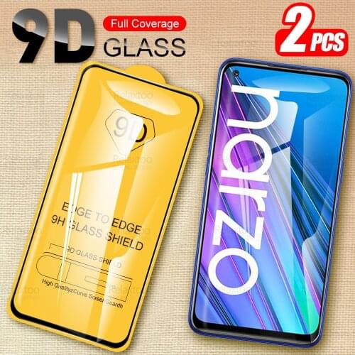 2pcs 9D Full Glue Protective Glass For Realme Narzo 30 5G Glass Screen Protector For Oppo Realmi Ralme Relme Narzo30 Cover Film