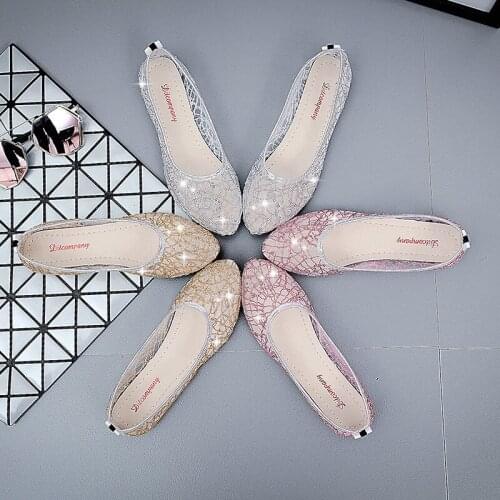 2021 New Hollow Flat Womens Single Shoes Summer Peas Shoes Breathable Mesh Shoes Non-slip Grandma Mary Jane Shoes