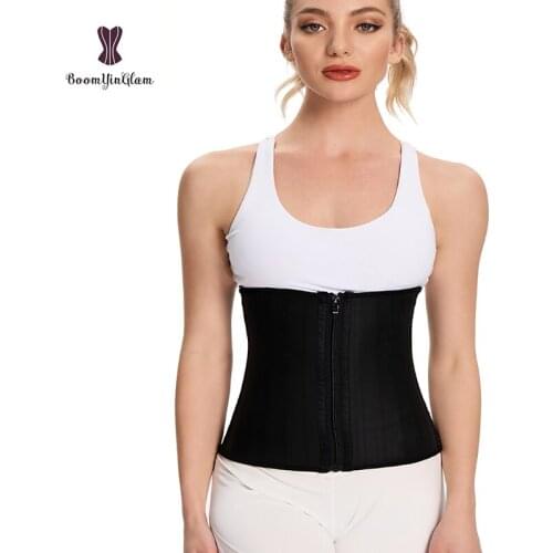 Plus Size XS To 6XL Latex Zip Sheath Gaine Sport Girdles 25 Steel Boned Waist Trainer Corset Women Body Shaper