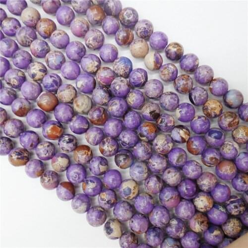 1 Strand 6mm Purple And Brown Gold Sea Sediment Jasper & Pyrite Ball Loose Beads DIY Jewelry Making 15.5Inch M371