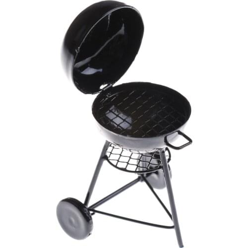 1PC Black Metal BBQ Grill Dollhouse 1:12 Garden Outdoor Dollhouse Miniature Dolls Accessories