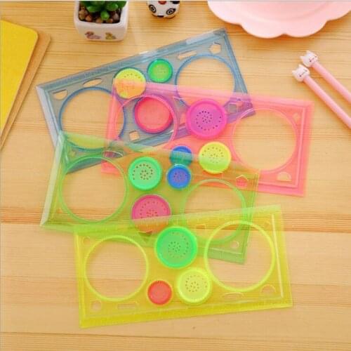 1packs/lot hollow colorful drawing flower series ruler set puzzle regla draw tools for kids gift stationery