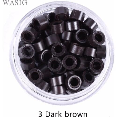 1000Pcs 5mm Micro Ring Beads Silicone Bead Link Microring for Feather Hair Extension Tools 3# Dark Brown . 9 Colors Optional