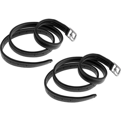 2pcs 130cm 26mm Equestrian Horse Riding Stirrups Belt Leathers with Stainless Steel Buckle Black/Red