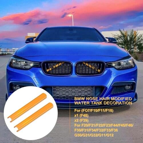 2Pcs Car Stickers Front Grille Trim Strips For BMW FO7 F10 F11 F20 F21 F30 F31 F32 F33 G30 G31 G32 Cover Frame Car Decorations