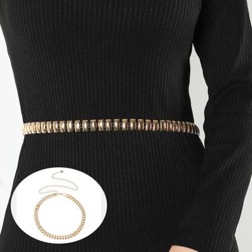Punk Snake Bone Chain Golden Alloy Adjustable Waist Chain Waist Belt for Dress Simple Alloy Long Waist Chain Clothing Accessory