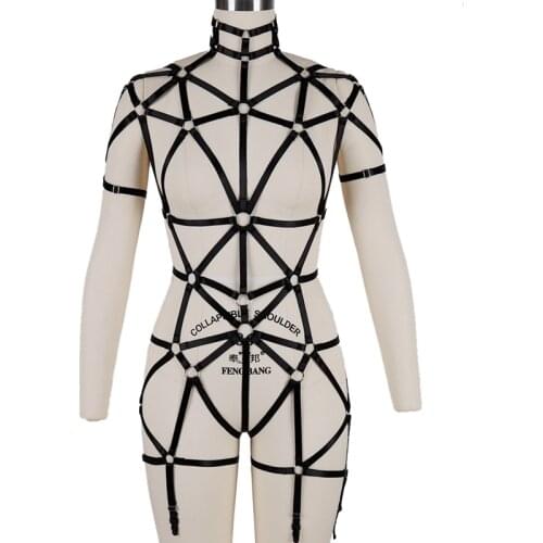 BDSM Sexy Women Elastic Harness Set Garter Belt Goth Suspenders Punk Full Body Bondage Cage Straps Erotic Lingerie Club Costume