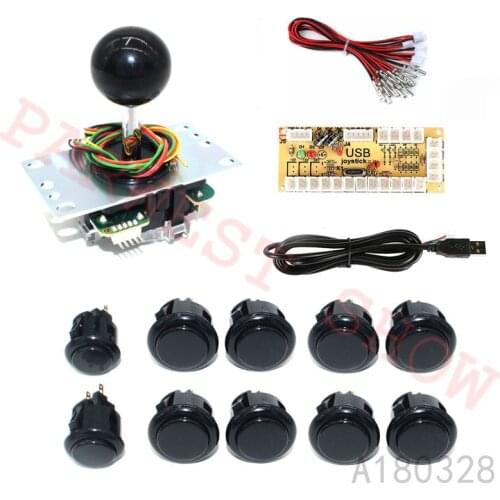 Free Shipping 1 Player Arcade DIY Kit Zero Delay USB Encoder with Original Sanwa Joystick 5 Pin Joystick OBSF-30/24 Buttons